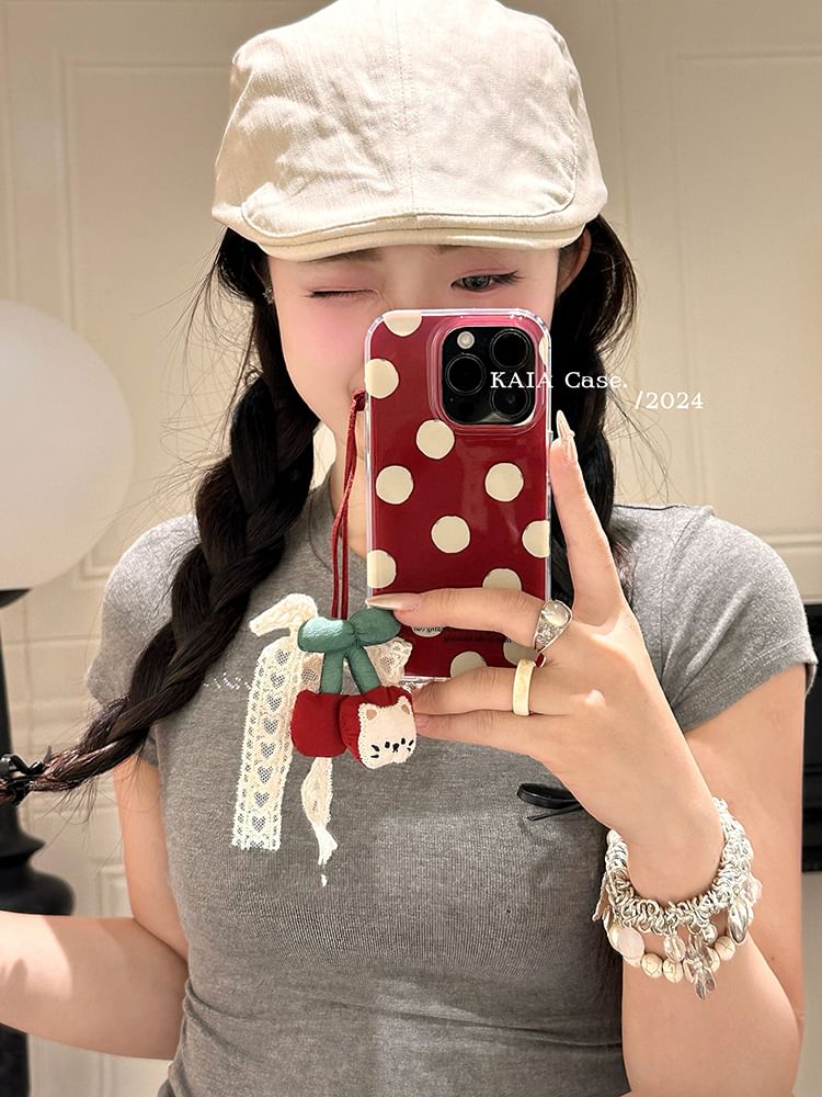Set Charm Dot / Cherry Phone Polka Case