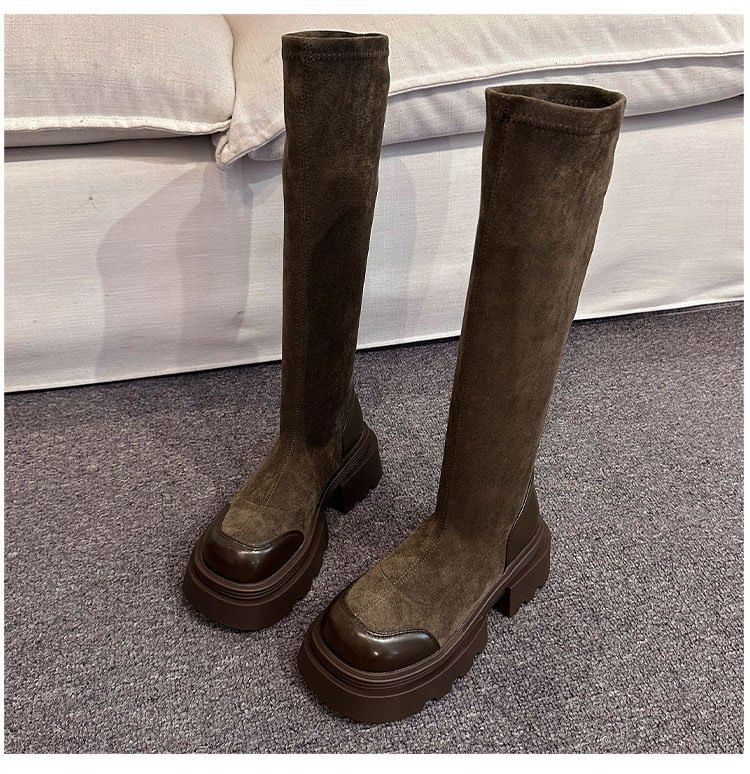 Tall Suede Faux Boots Platform