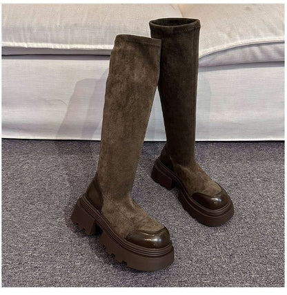Tall Suede Faux Boots Platform
