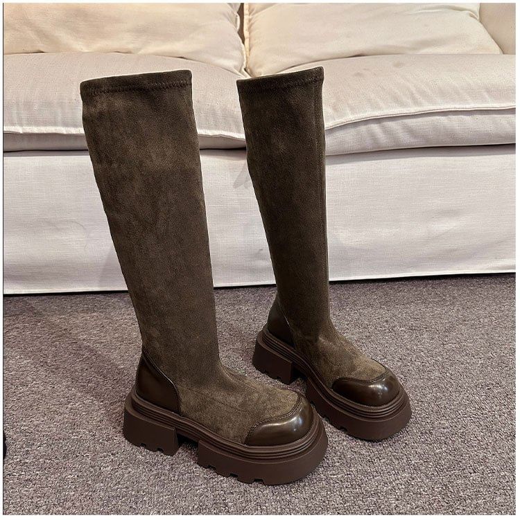 Tall Suede Faux Boots Platform