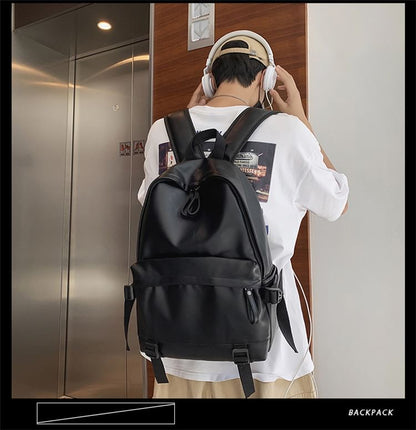 Multi-Pocket Faux Leather Backpack