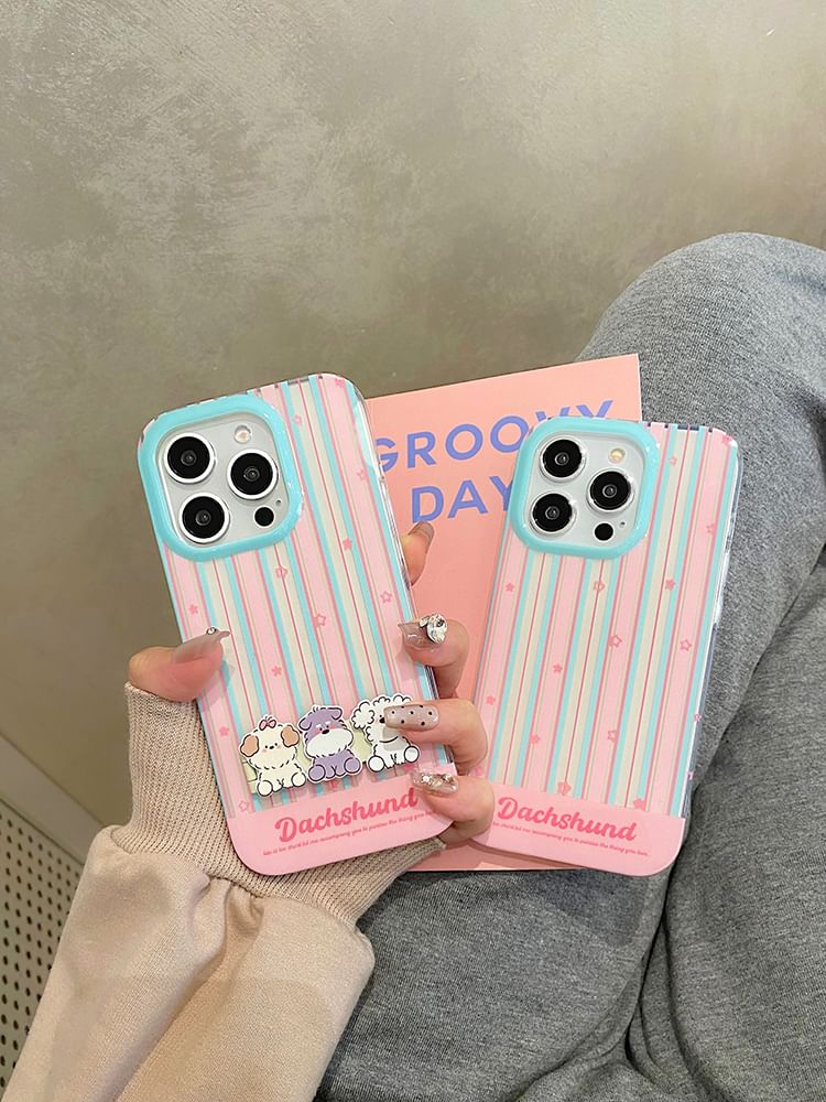 Case Striped Set Dog / Phone Stand