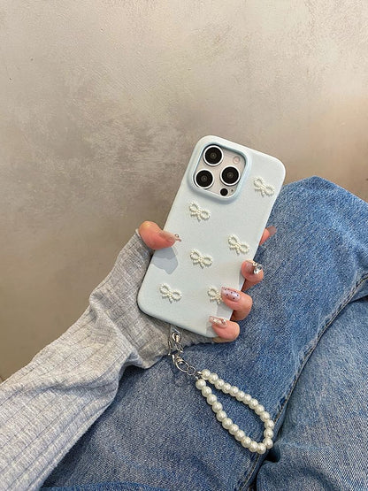 Phone Faux Set / Case Strap Pearl Bow