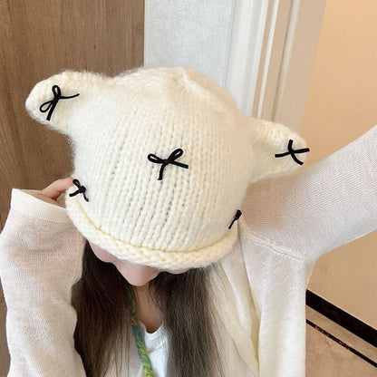 Bow Ear Animal Knit Beanie