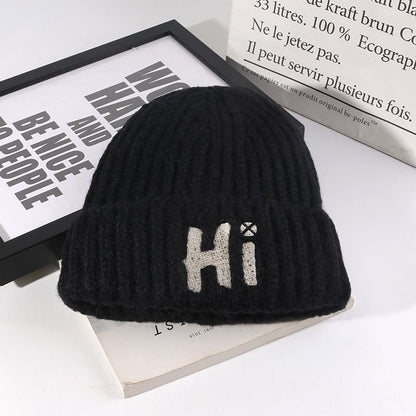 Beanie Lettering Embroidered Knit