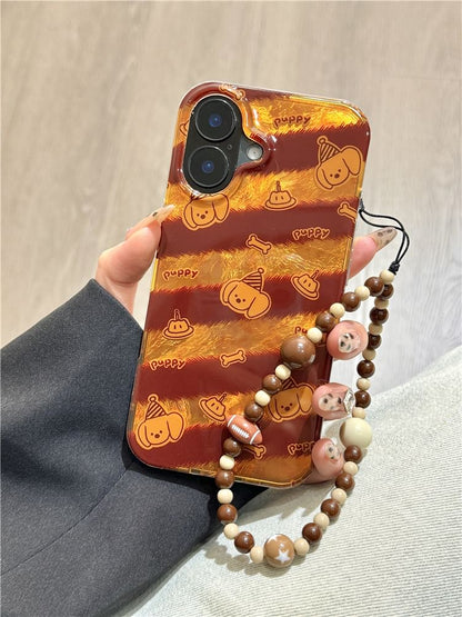 Case Phone Dog Striped Strap