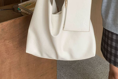 Wholesale Sample Bag With Leather Faux Pouch Plain Tote