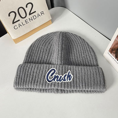 Applique Beanie Lettering Knit