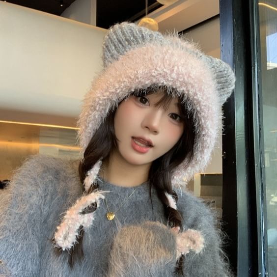 Wool Hat Trapper Ear Cat