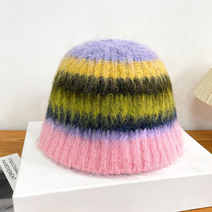 Knit Striped Hat Bucket