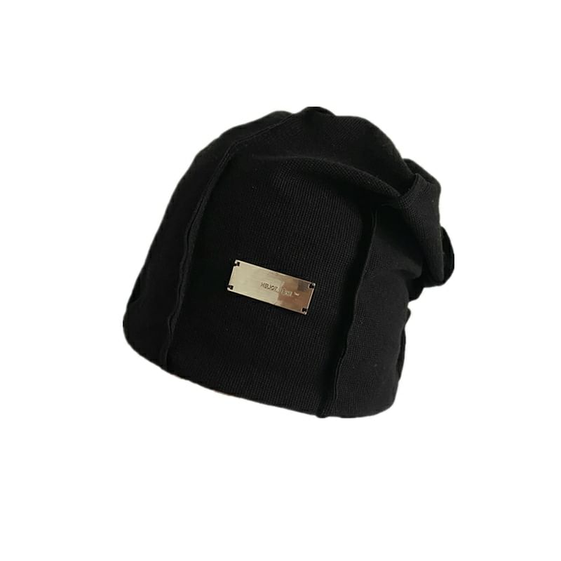 Panel Ribbed Beanie Plain Knit /