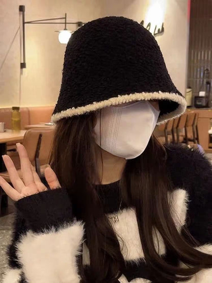 / Bucket Contrast Plain Trim Hat Ear Knit