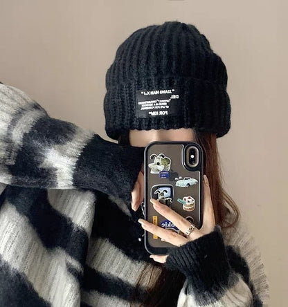 Beanie Ribbed Applique Knit