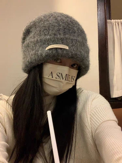 Beanie Plain Applique / Knit Ribbed