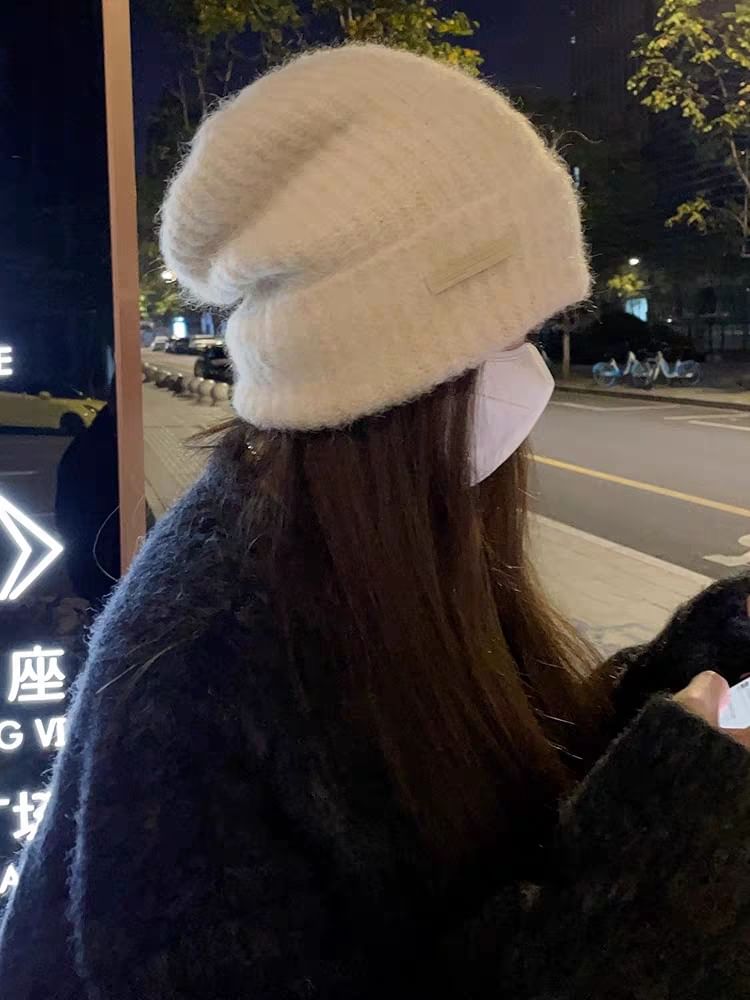 Beanie Plain Applique / Knit Ribbed