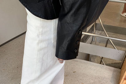Platform Mid-Calf Plain Genuine Boots Leather