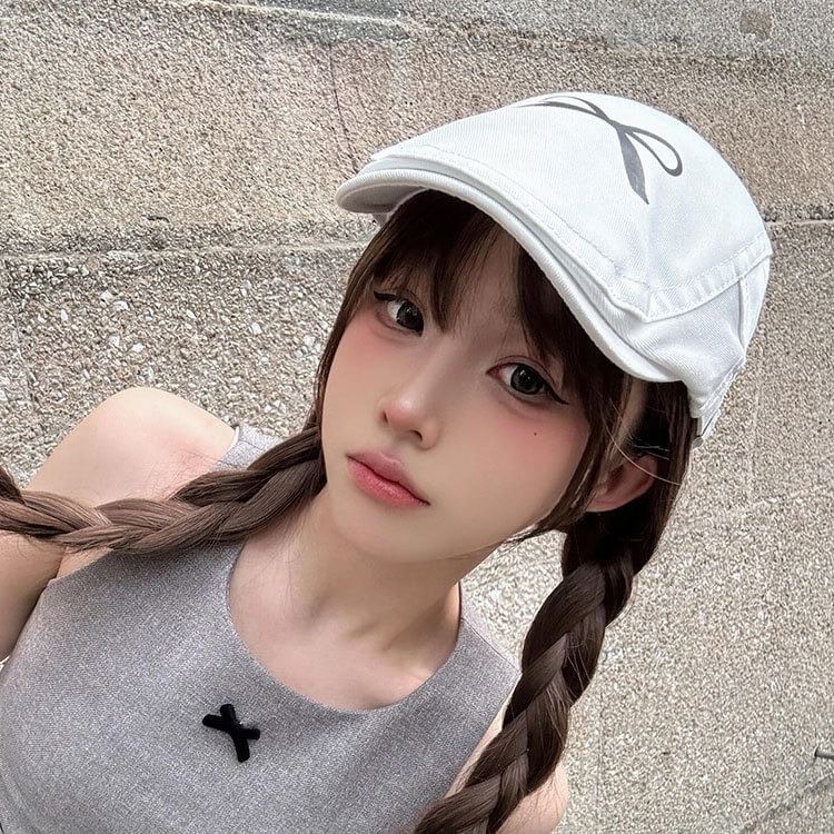 Newsboy Print Bow Cap