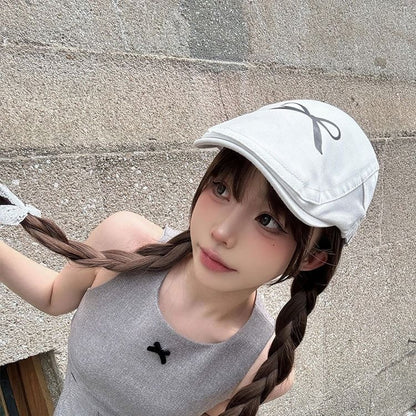 Newsboy Print Bow Cap