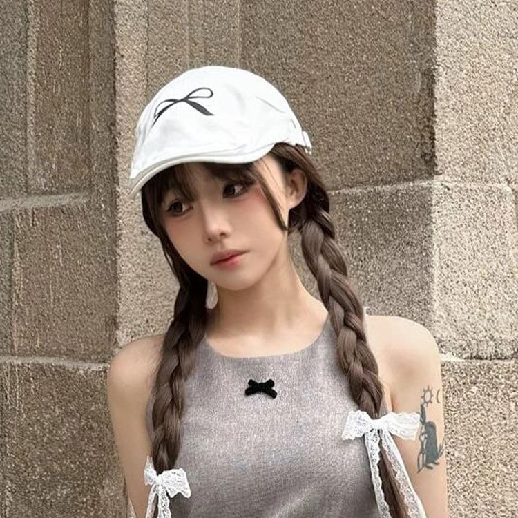 Newsboy Print Bow Cap