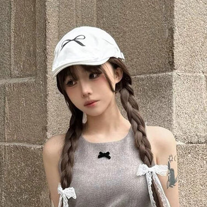 Newsboy Print Bow Cap