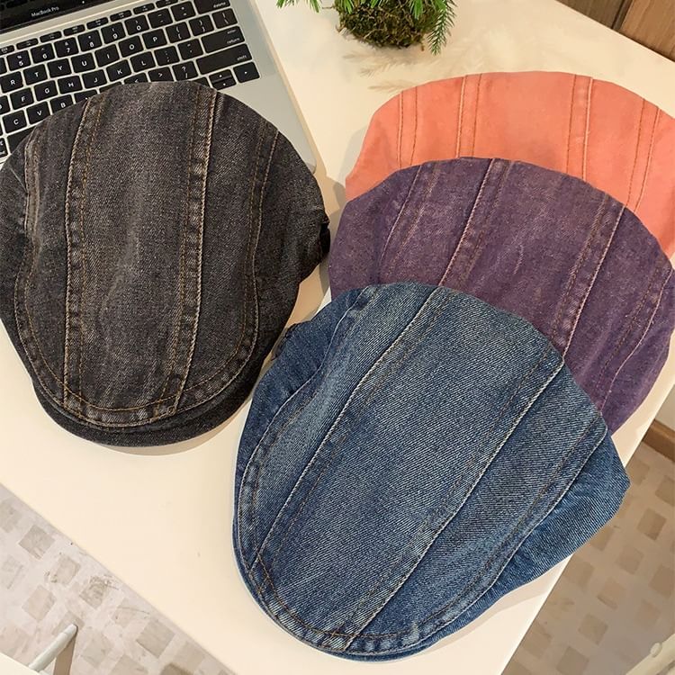 Cap Newsboy Denim Washed