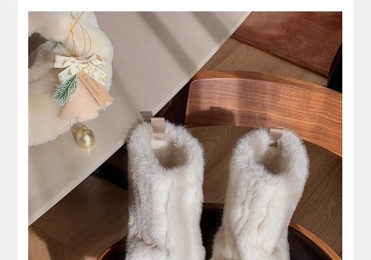 Boots Snow Calf Fluffy Platform Mid Panel