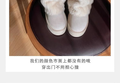 Boots Snow Calf Fluffy Platform Mid Panel