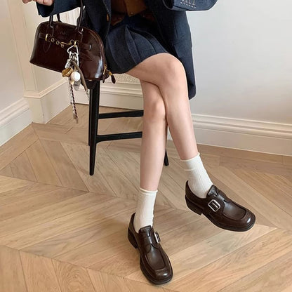 Square Toe Buckled Loafers