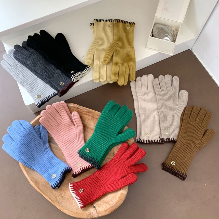 Ribbed Gloves Knit Cuff