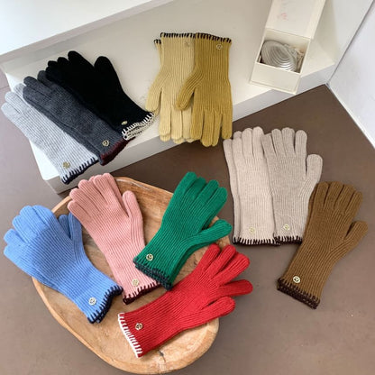 Ribbed Gloves Knit Cuff
