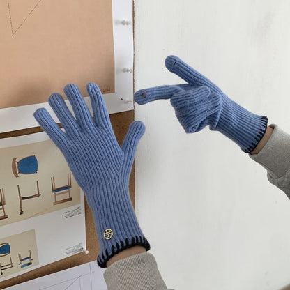 Ribbed Gloves Knit Cuff
