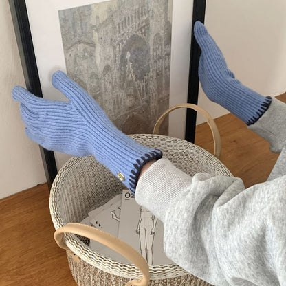 Ribbed Gloves Knit Cuff