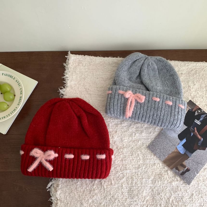 Knit Beanie Bow