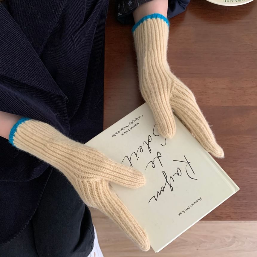 Knit Gloves Touchscreen Two-Tone