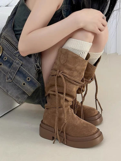 Sample Platform Plain Mid Calf Boots
