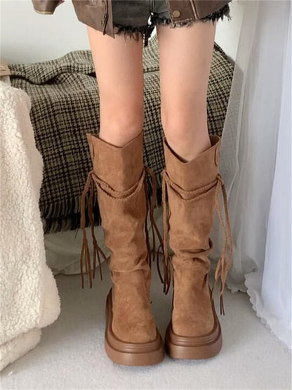 Sample Platform Plain Mid Calf Boots