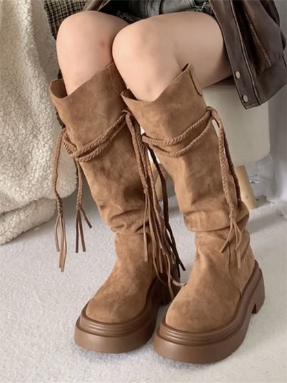 Sample Platform Plain Mid Calf Boots