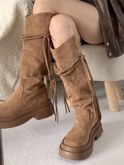 Sample Platform Plain Mid Calf Boots