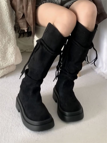Sample Platform Plain Mid Calf Boots