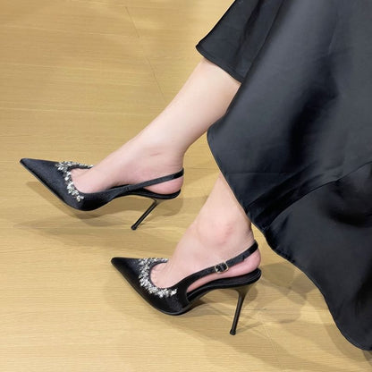 Sample Rhinestone Pointed Toe High Heel Slingback Sandals