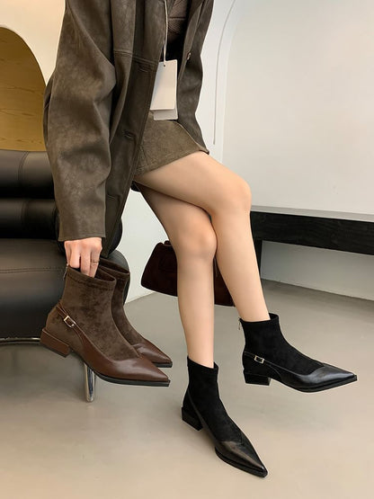 Sample Low Heel Pointed Toe Short Boots