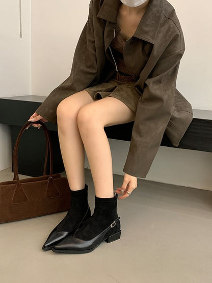 Sample Low Heel Pointed Toe Short Boots