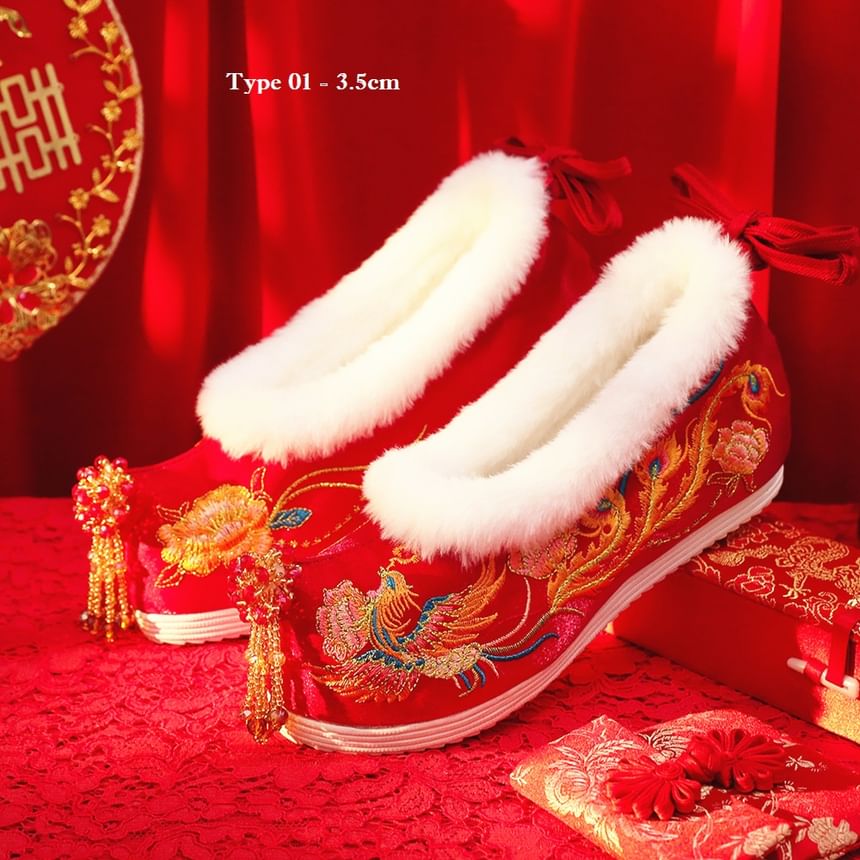 Wedge Beaded Heel Hidden Pumps Designs) (Various Embroidered