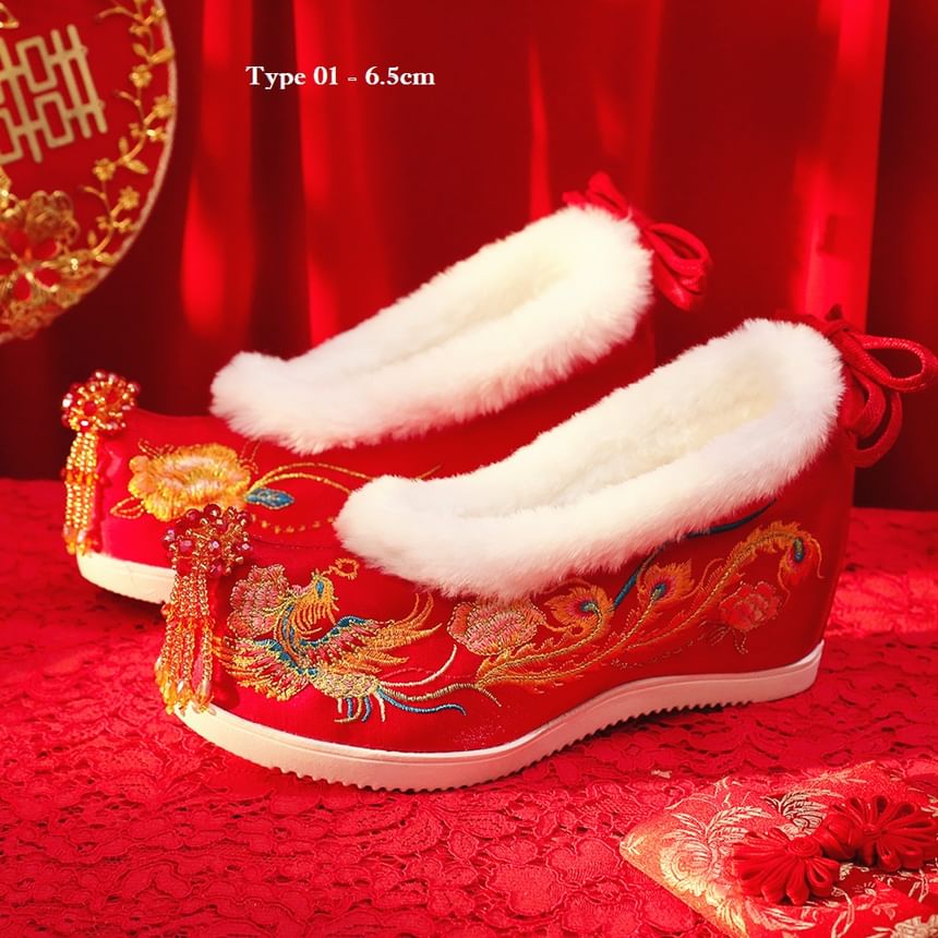 Wedge Beaded Heel Hidden Pumps Designs) (Various Embroidered