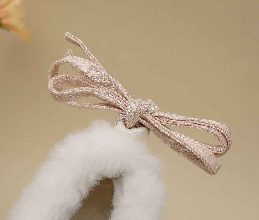 Fleece-Lined Platform Heel Bow Wedge Pumps