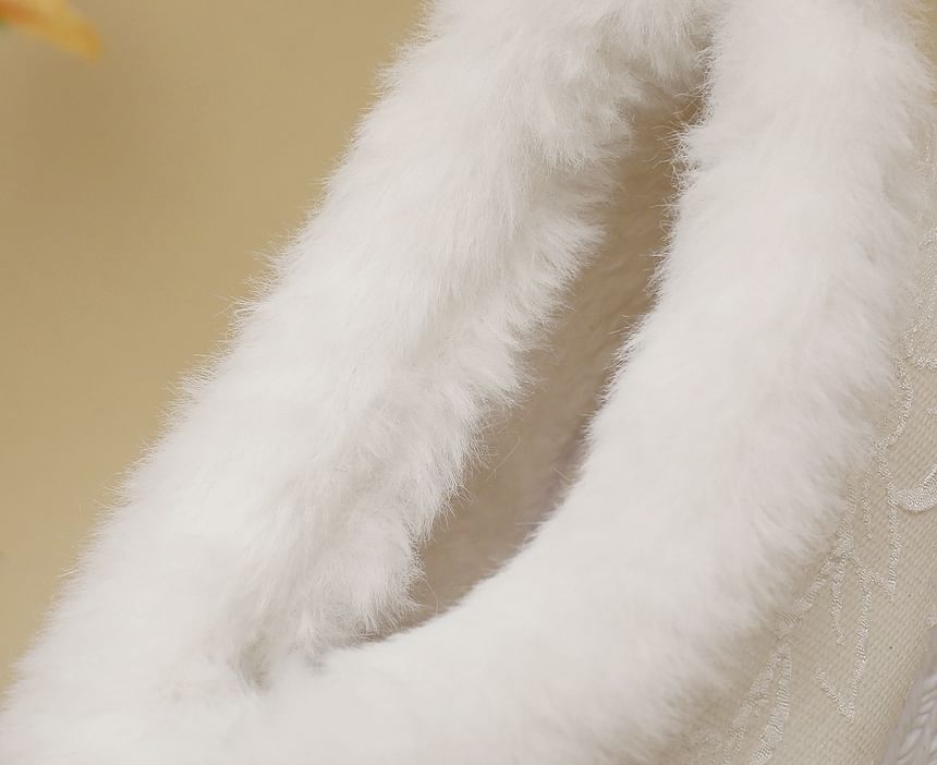 Fleece-Lined Platform Heel Bow Wedge Pumps