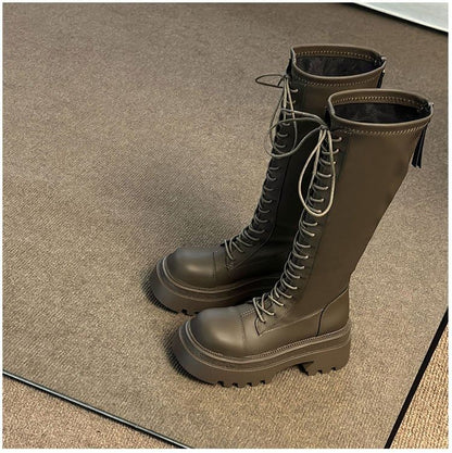 Platform Up Boots Knee High Lace