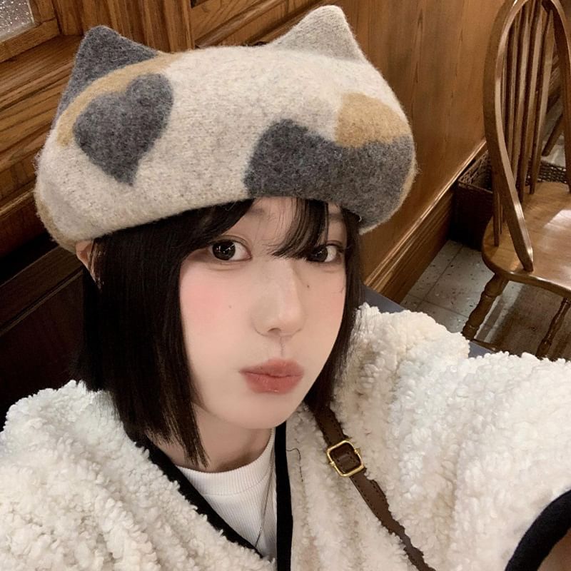 Beret Patterned Cat Ear