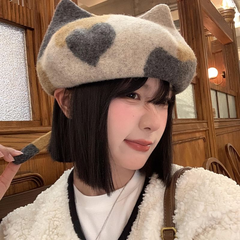 Beret Patterned Cat Ear