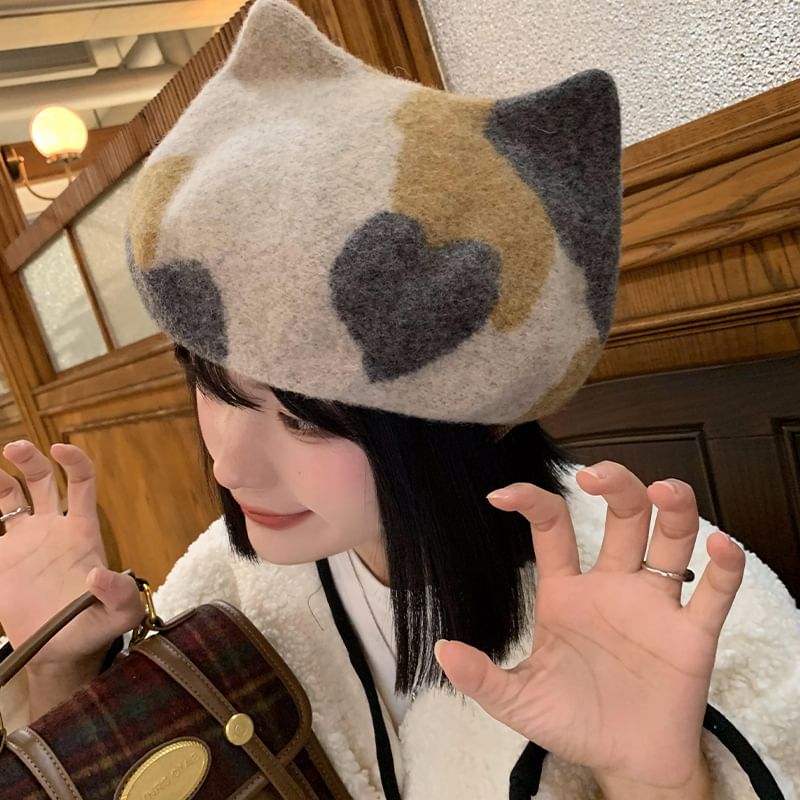 Beret Patterned Cat Ear